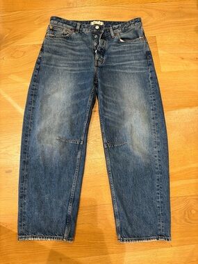 Madewell Barrel Style Washed Blue Relaxed Jeans